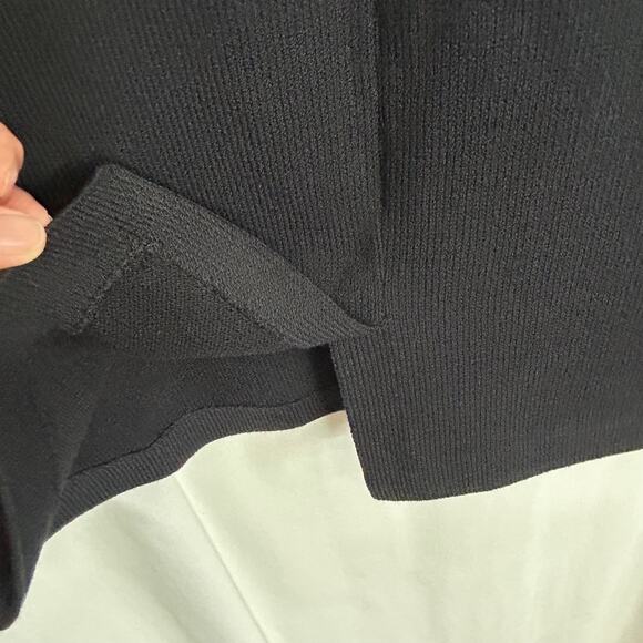 St. John Evening Black Knit Cocktail Dress White Rhinestone Sequin Women Size 10 - Picture 9 of 11